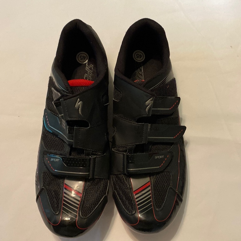 SPECIALIZED SPORT BICYCLE CYCLING SHOES, BLACK / RED Men's Size 45/10.5 Like New